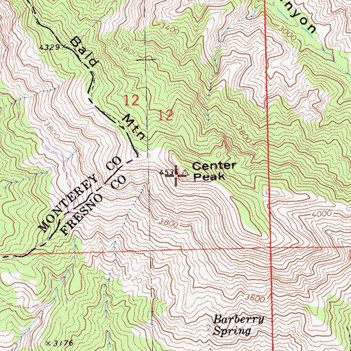 Topographic Map of Center Peak, CA