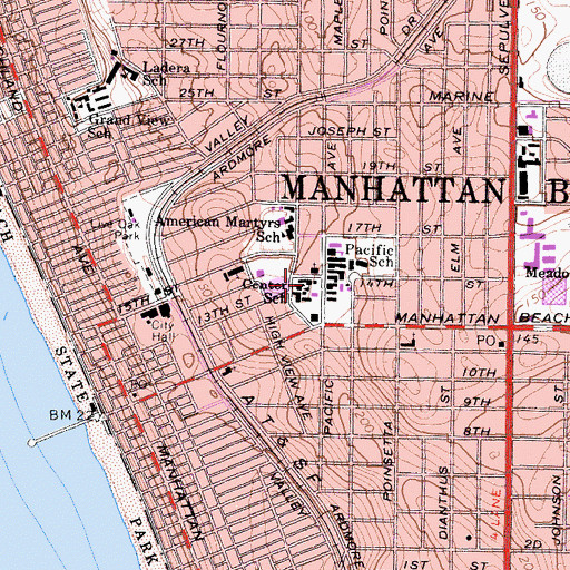 Topographic Map of Center School, CA