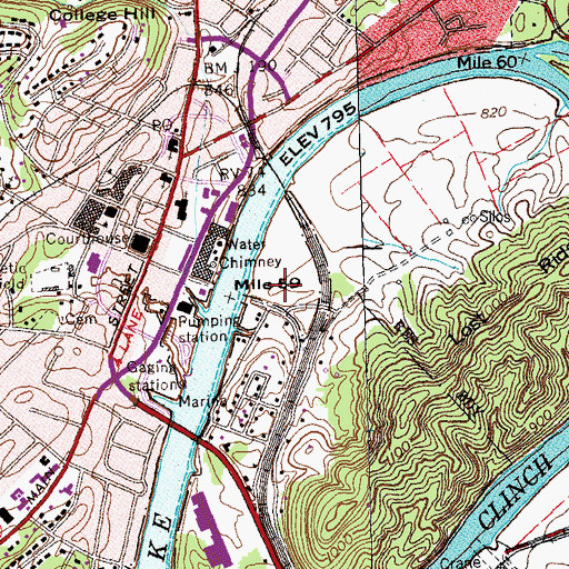 Topographic Map of City of Clinton, TN