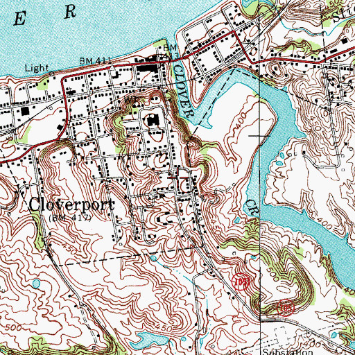 Topographic Map of City of Cloverport, KY