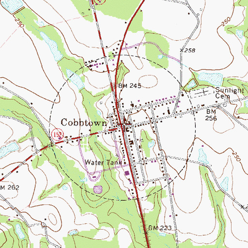 Topographic Map of City of Cobbtown, GA