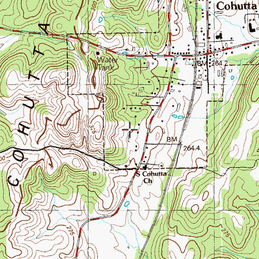Topographic Map of City of Cohutta, GA