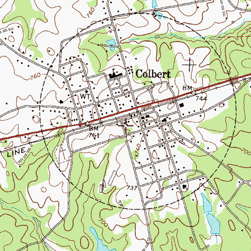 Topographic Map of City of Colbert, GA