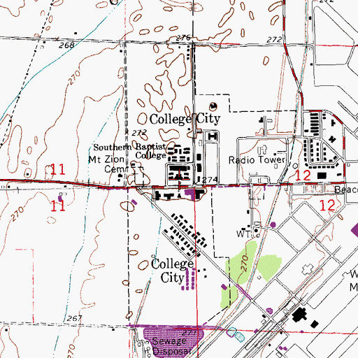 Topographic Map of City of College City, AR