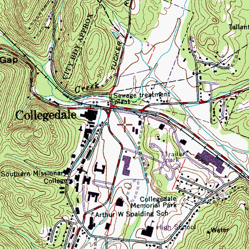 Topographic Map of City of Collegedale, TN