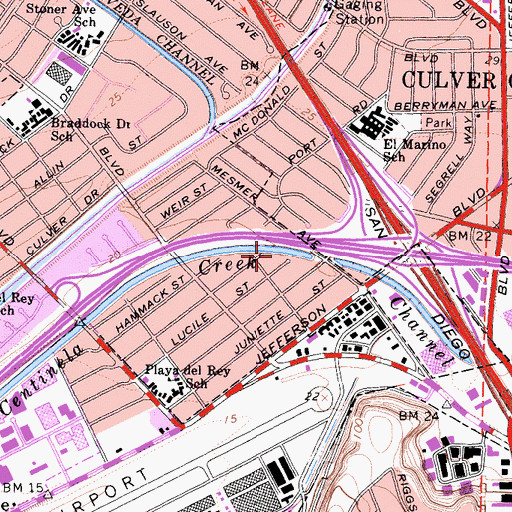 Topographic Map of Centinela Creek Channel, CA