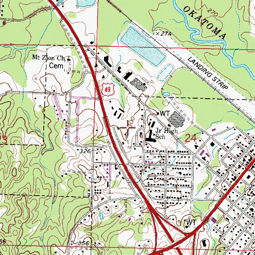 Topographic Map of City of Collins, MS