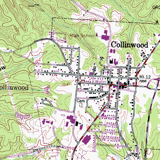 Topographic Map of City of Collinwood, TN