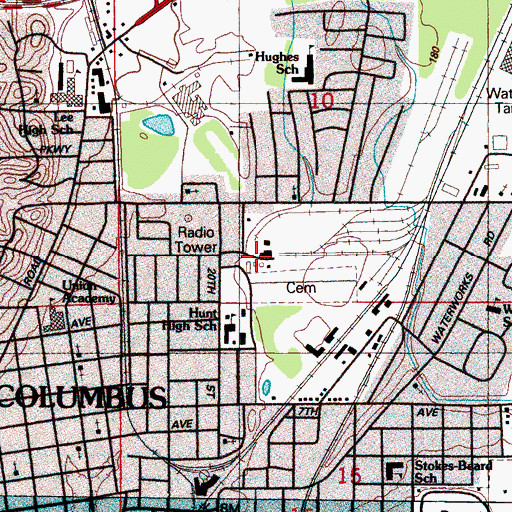 Topographic Map of City of Columbus, MS