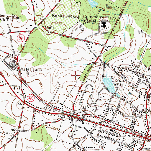 Topographic Map of City of Commerce, GA