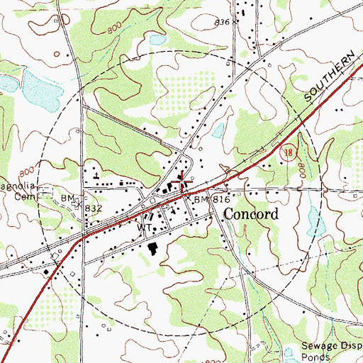 Topographic Map of City of Concord, GA