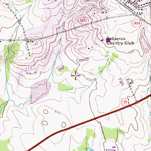 Topographic Map of City of Concord, NC