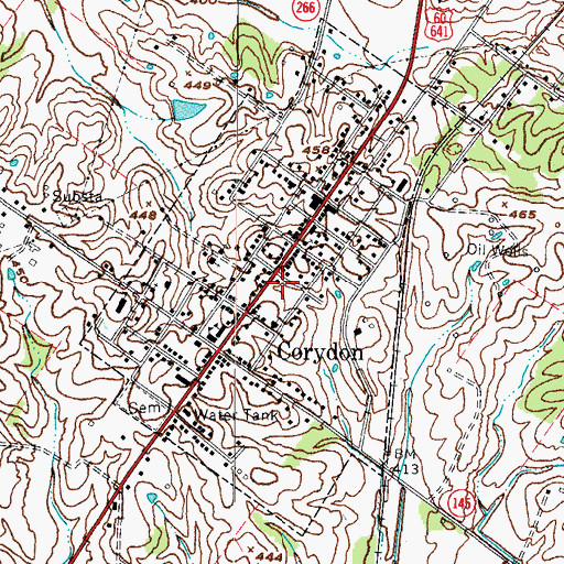 Topographic Map of City of Corydon, KY