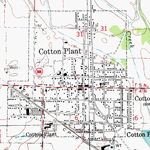 Topographic Map of City of Cotton Plant, AR