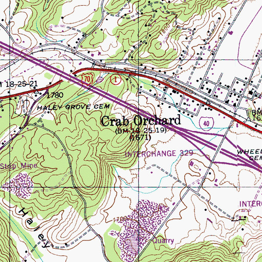 Topographic Map of City of Crab Orchard, TN