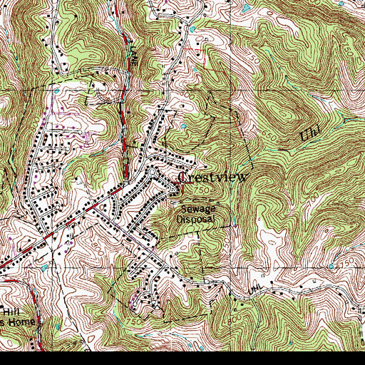 Topographic Map of City of Crestview, KY