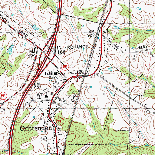 Topographic Map of City of Crittenden, KY