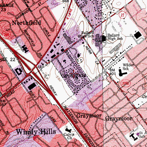 Topographic Map of City of Crossgate, KY