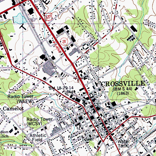 Topographic Map of City of Crossville, TN