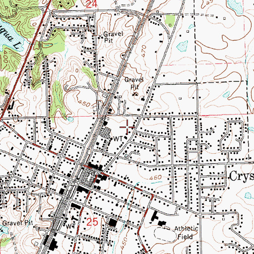Topographic Map of City of Crystal Springs, MS