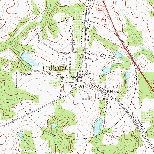 Topographic Map of City of Culloden, GA