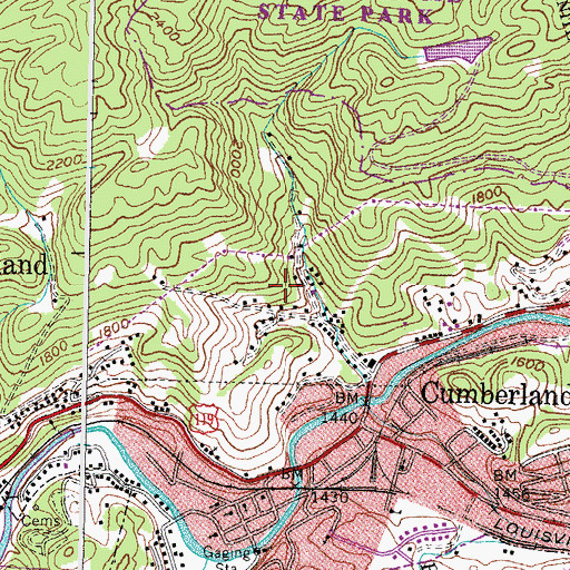 Topographic Map of City of Cumberland, KY