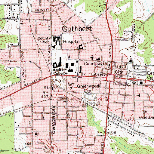 Topographic Map of City of Cuthbert, GA