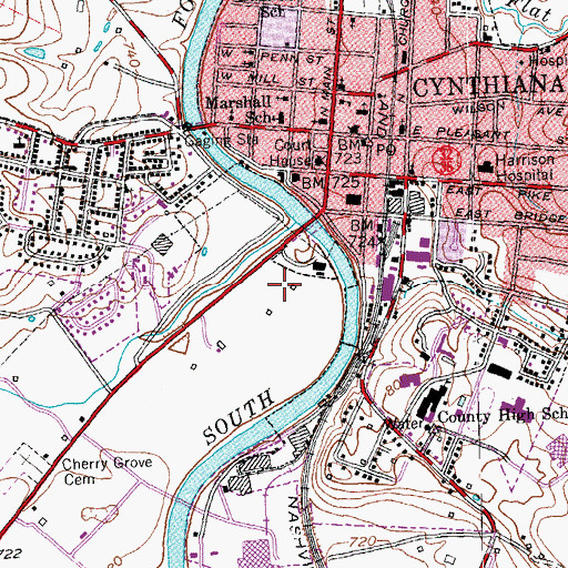 Topographic Map of City of Cynthiana, KY
