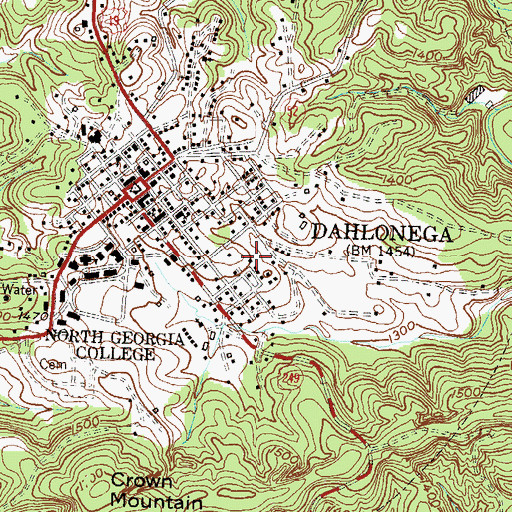 Topographic Map of City of Dahlonega, GA