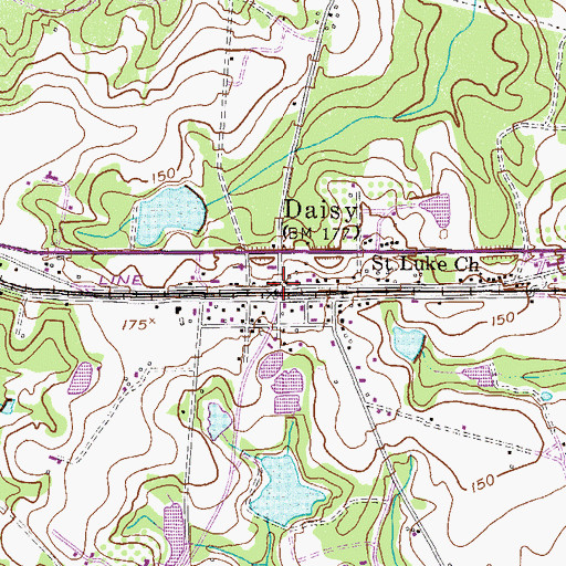 Topographic Map of City of Daisy, GA