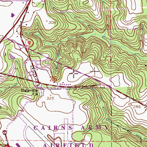 Topographic Map of City of Daleville, AL