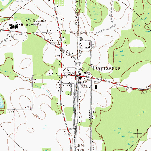 Topographic Map of City of Damascus, GA