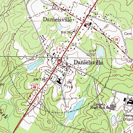 Topographic Map of City of Danielsville, GA