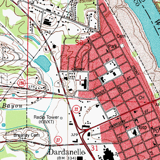 Topographic Map of City of Dardanelle, AR