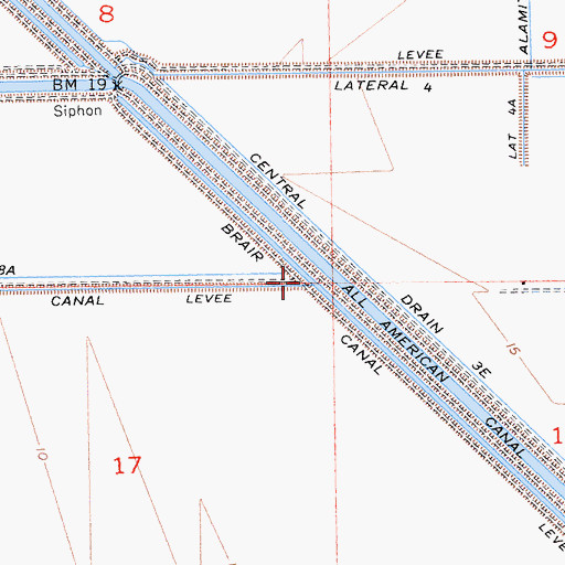 Topographic Map of Central Drain Three E, CA