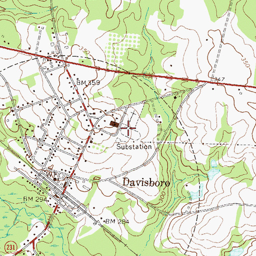 Topographic Map of City of Davisboro, GA