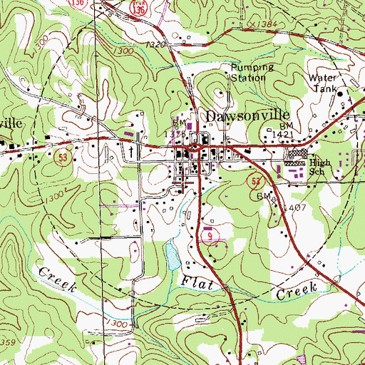 Topographic Map of City of Dawsonville, GA