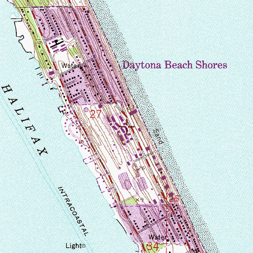 Topographic Map of City of Daytona Beach Shores, FL