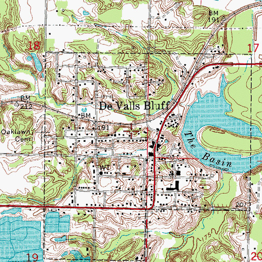 Topographic Map of City of De Valls Bluff, AR