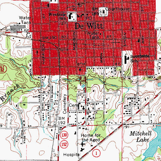 Topographic Map of City of DeWitt, AR