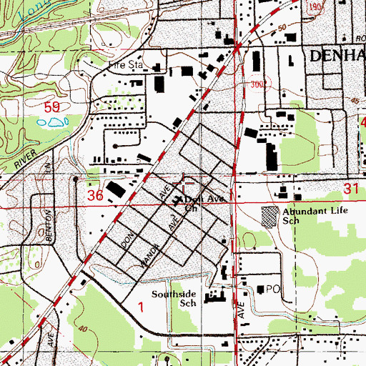 Topographic Map of City of Denham Springs, LA