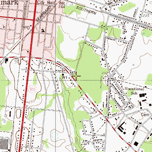 Topographic Map of City of Denmark, SC