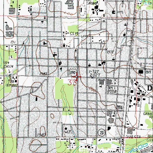 Topographic Map of City of DeRidder, LA