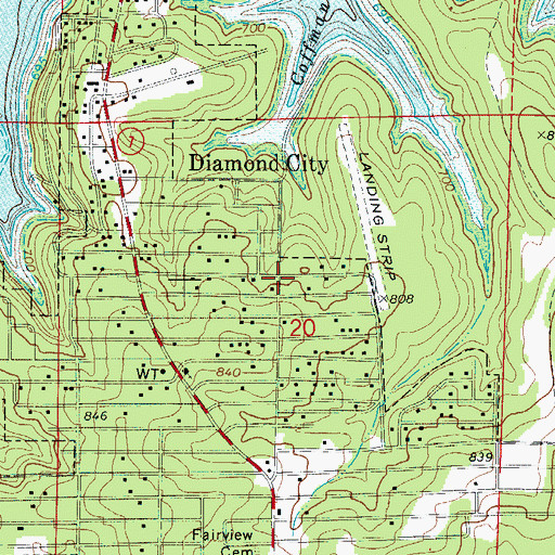 Topographic Map of City of Diamond City, AR