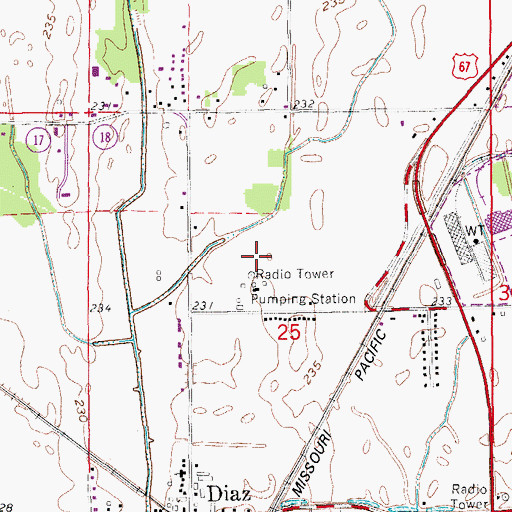 Topographic Map of City of Diaz, AR