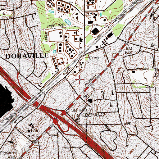 Topographic Map of City of Doraville, GA