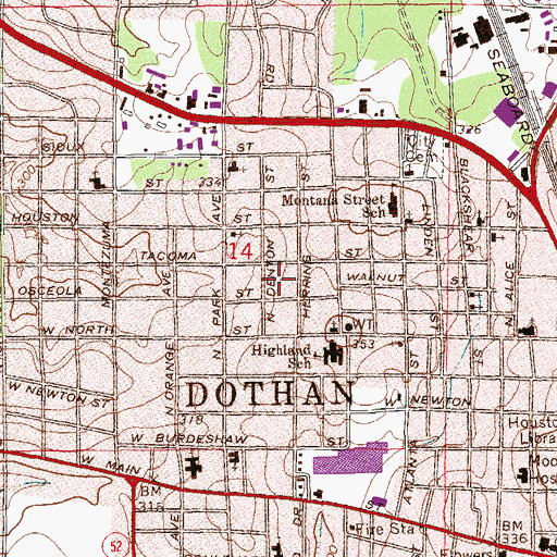 Topographic Map of City of Dothan, AL