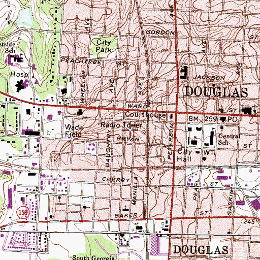 Topographic Map of City of Douglas, GA