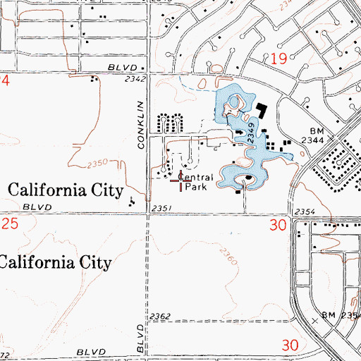 Topographic Map of Central Park, CA