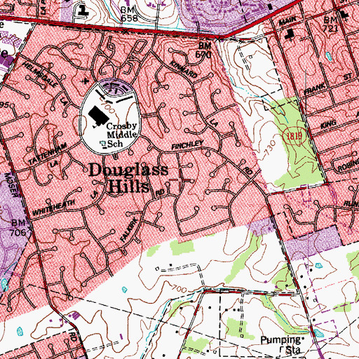 Topographic Map of City of Douglass Hills, KY